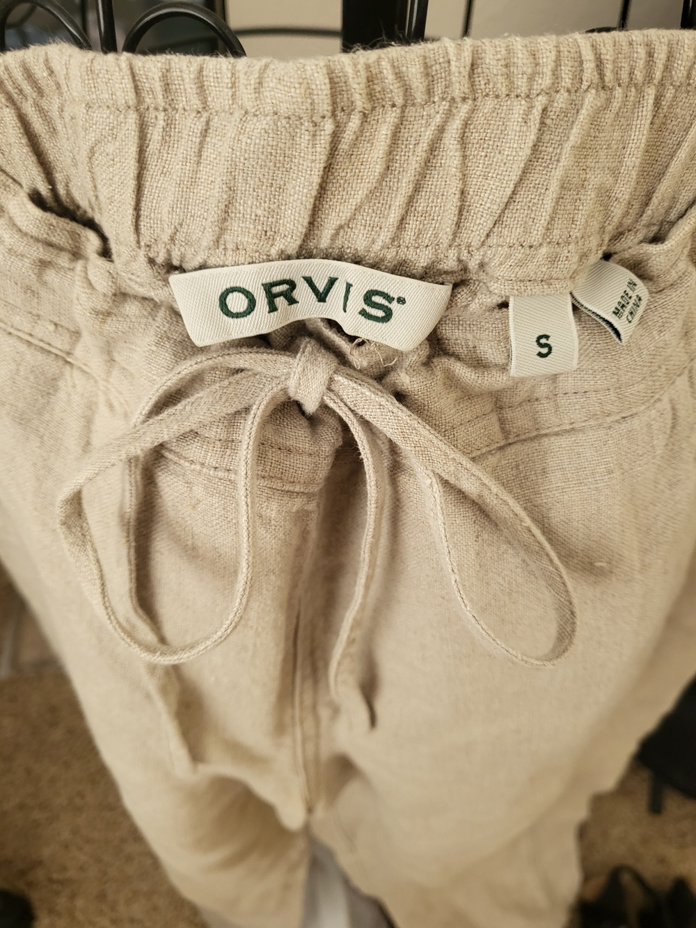 Orvis Neutral Beige Linen Drawstring Pants